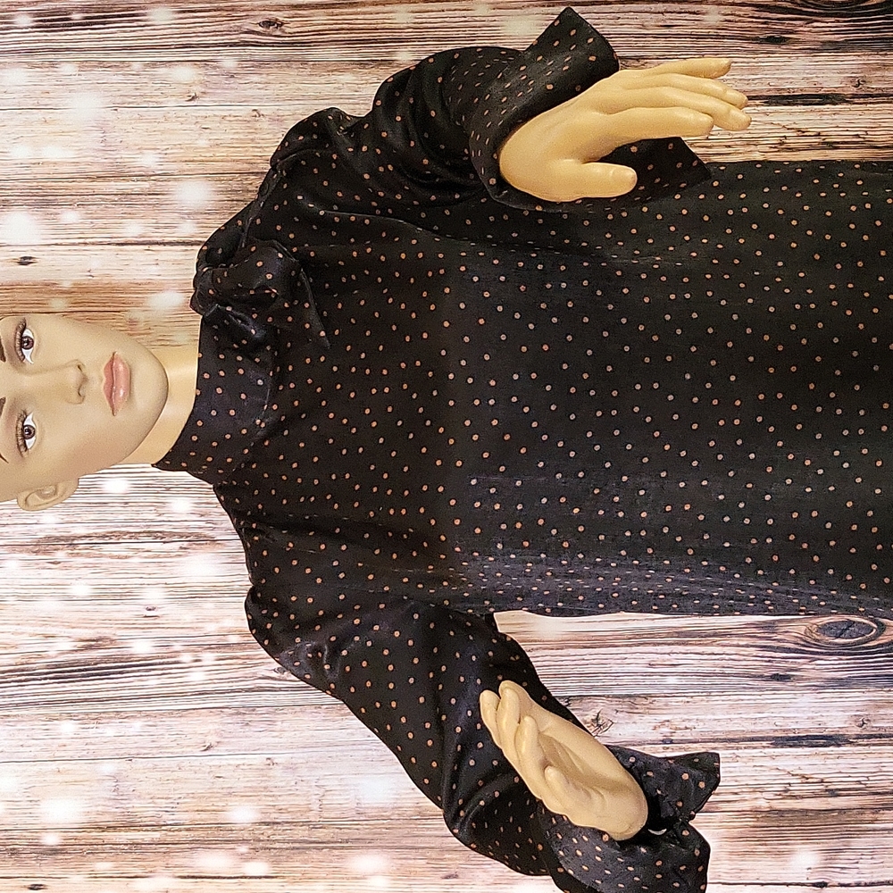 Worthington Women's Long Sleeve Tie Neck Polka-dot Blouse Size S - Picture 2 of 11